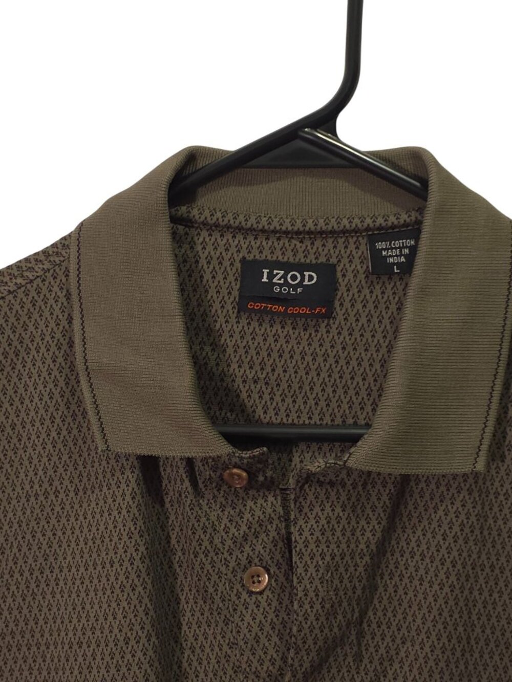 Izod Golf Mens Polo Shirt L Brown Cotton Cool-FX Short Sleeve Collar - Picture 2 of 6